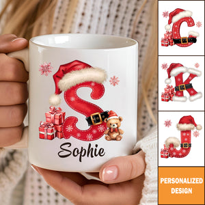 Personalized Christmas Santa Hat Letters Coffee Mug