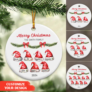 Personalized Christmas Santa Hat Ceramic Ornaments-Gift For Family