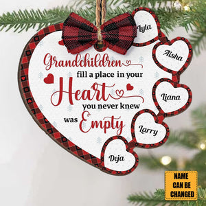 Grandchildren Fill A Place In Your Heart -Personalized Wooden Ornament