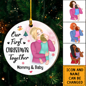 Gift For Baby Our First Christmas Together Mommy & Baby Circle Ornament