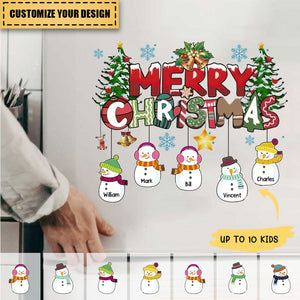 Merry Christmas Custom Snowman Kids - Personalized Sticker