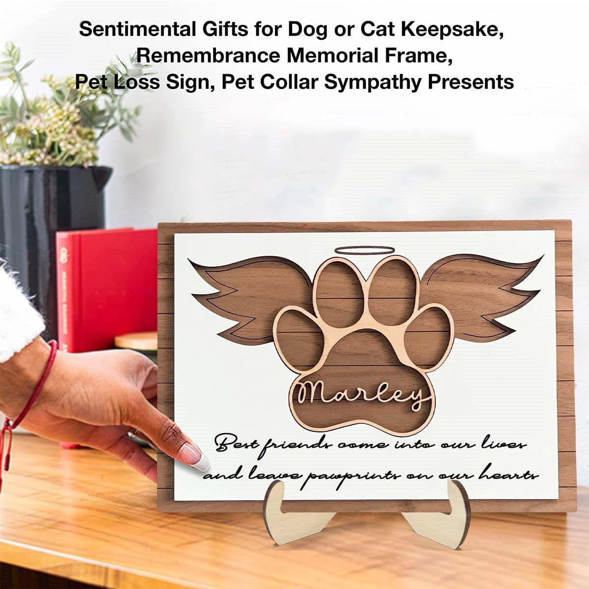 Pet Memorial Gift - Personalized 2-Layered Wooden Plaque With Stand