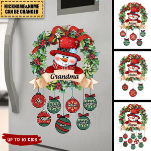 Snowman Grandma With Christmas Ball Kids Personalized Sticker