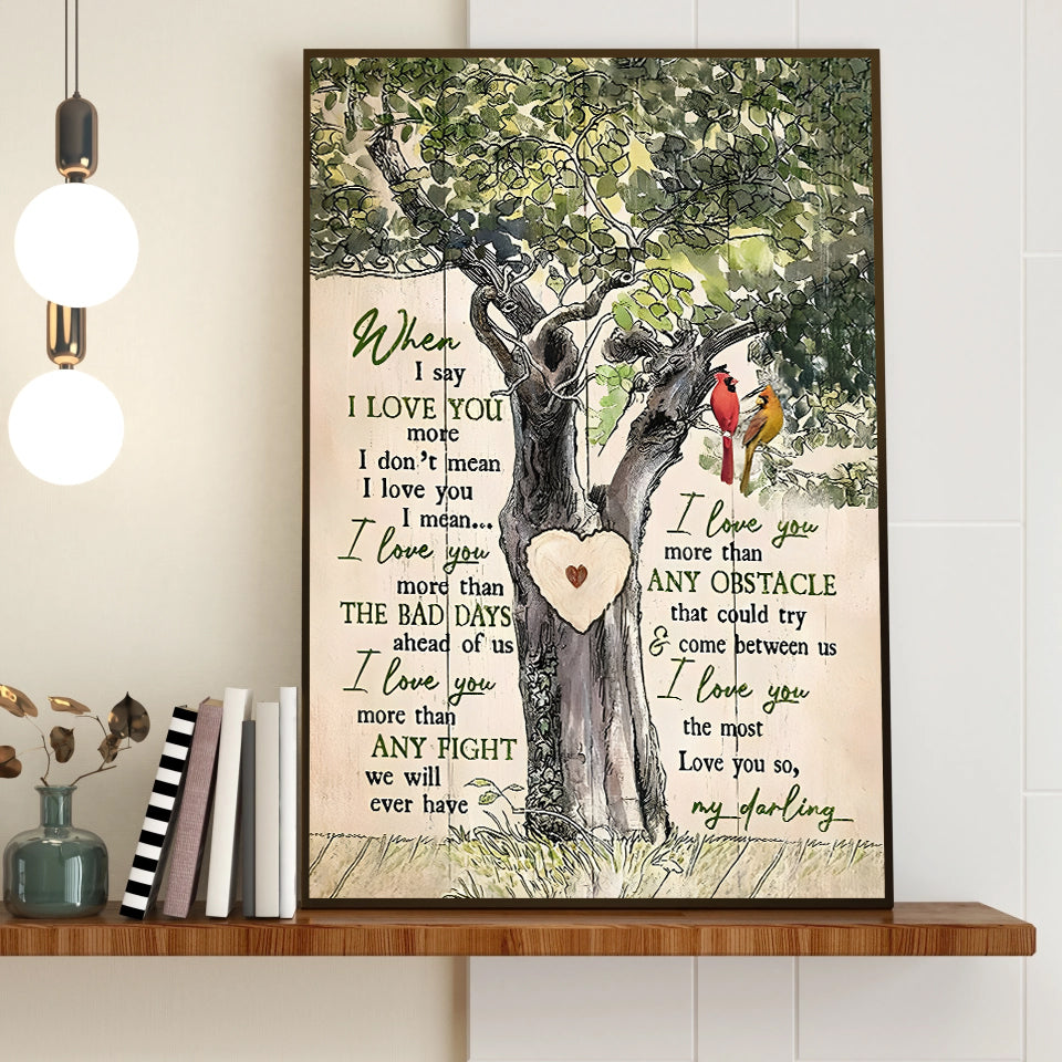 Personalized Cardinal Couple - When I Say I Love You More, Wedding Anniversary Canvas Prints