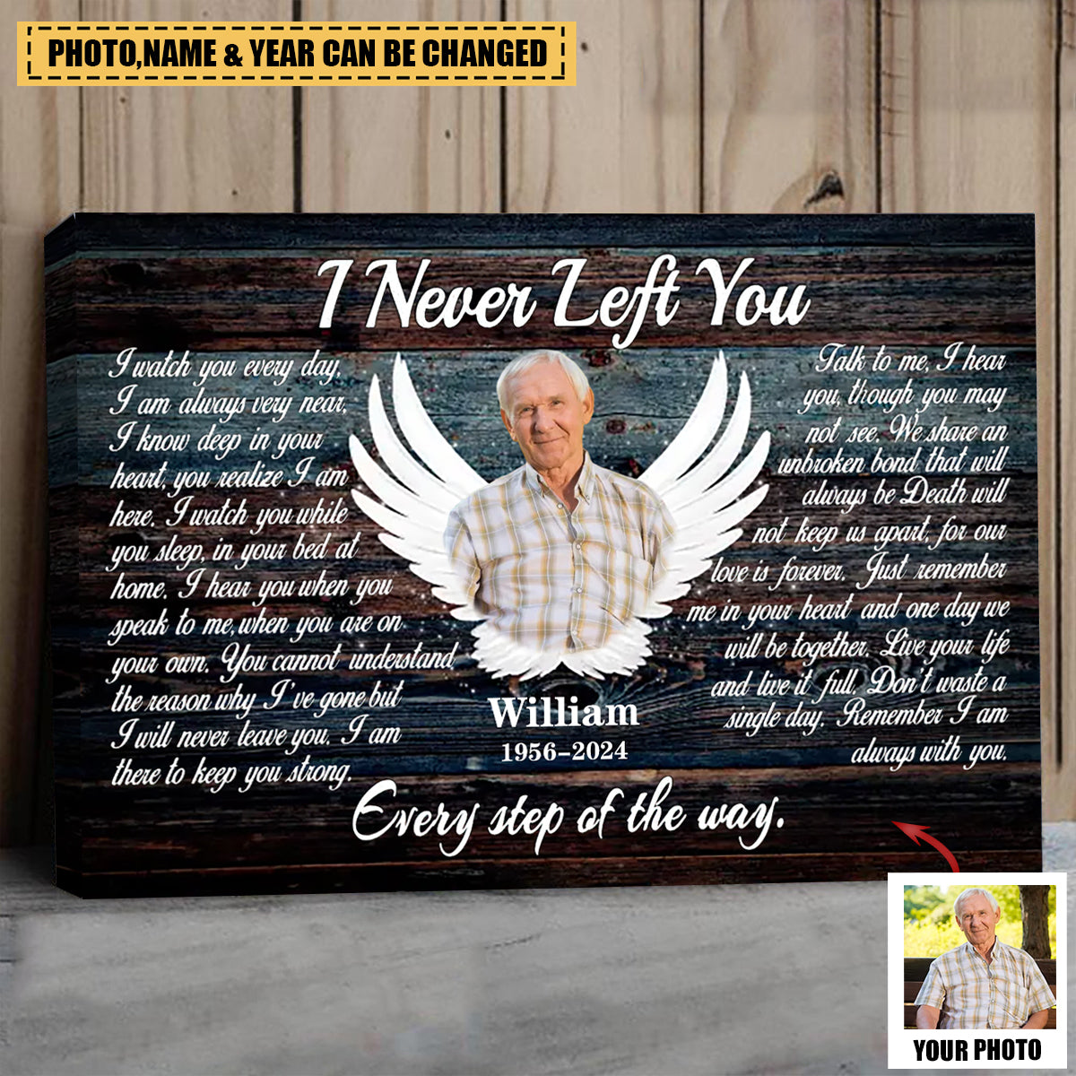 Angel Wings I Never Left You Personalized Canvas Wall Art