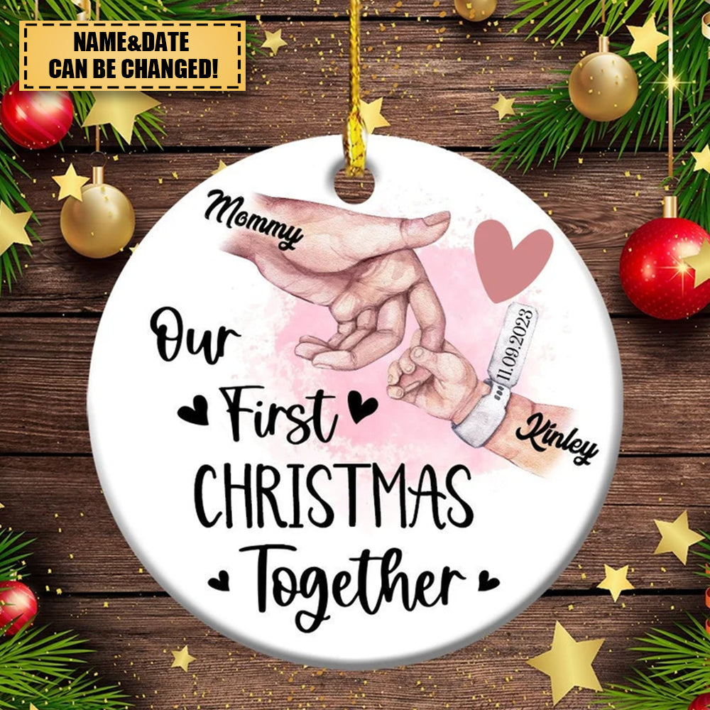 Our First Christmas Together Ornament,Gift for New Mom with Newborn (Porcelain)