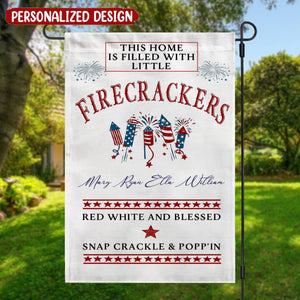 This Home is Filled With Little Firecrackers 4th Of July Personalized Garden Flag