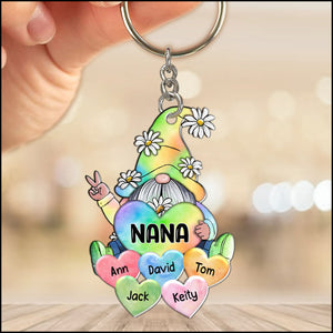 Colorful Rainbow Grandma Mom Little Heart Kids Personalized Keychain