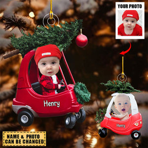 Cute Baby Car Personalized Christmas Ornament - Upload Photo