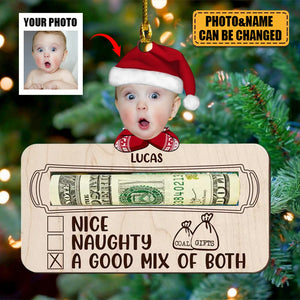 Cute Christmas Doll Kid On The Nice List Personalized Money Holder Ornament