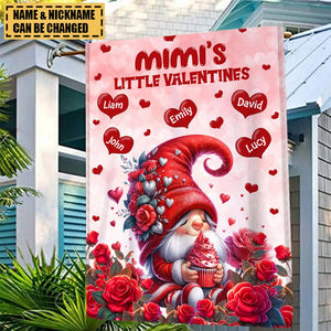 Red Grandma Mom's Little Valentine Kids Personalized Garden House Flag