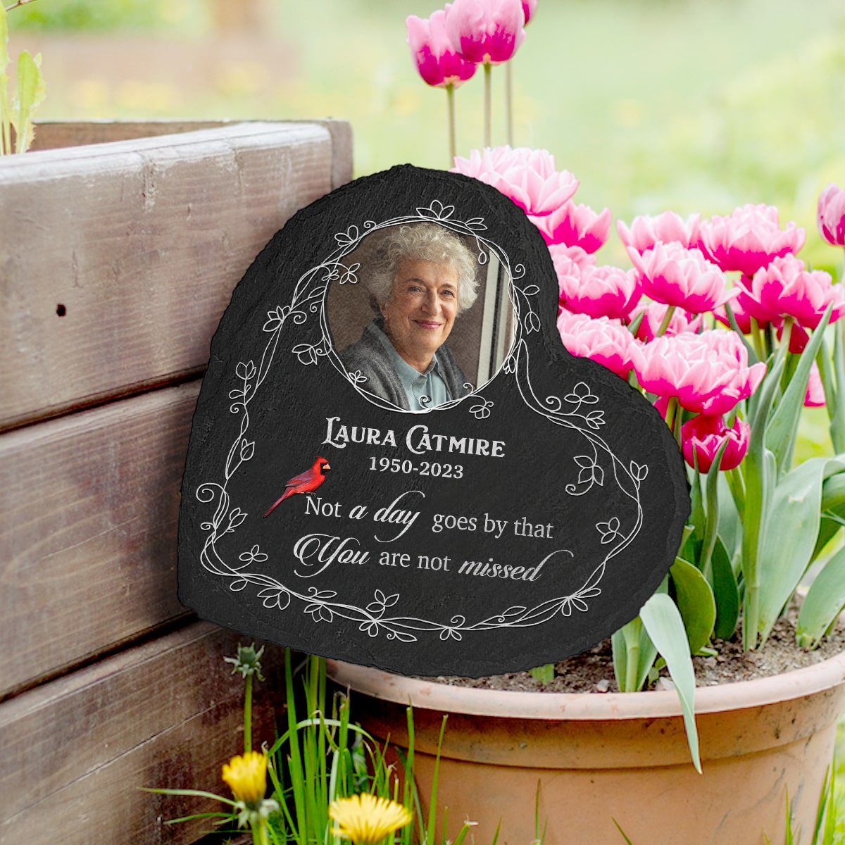 Personalized Memorial Heart Garden Stone Memorial Stone With Photo Not ...