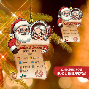 Personalized Grandparents To Give To Children Christmas Gift List Ornament