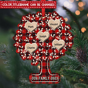 Our Family Tree 2023 Sweet Hearts Family Members Personalized Wooden Ornament