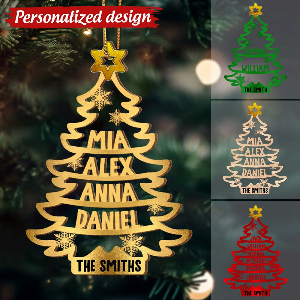 Unique Christmas Family Pine Tree Custom Member Names Personalized Ornament