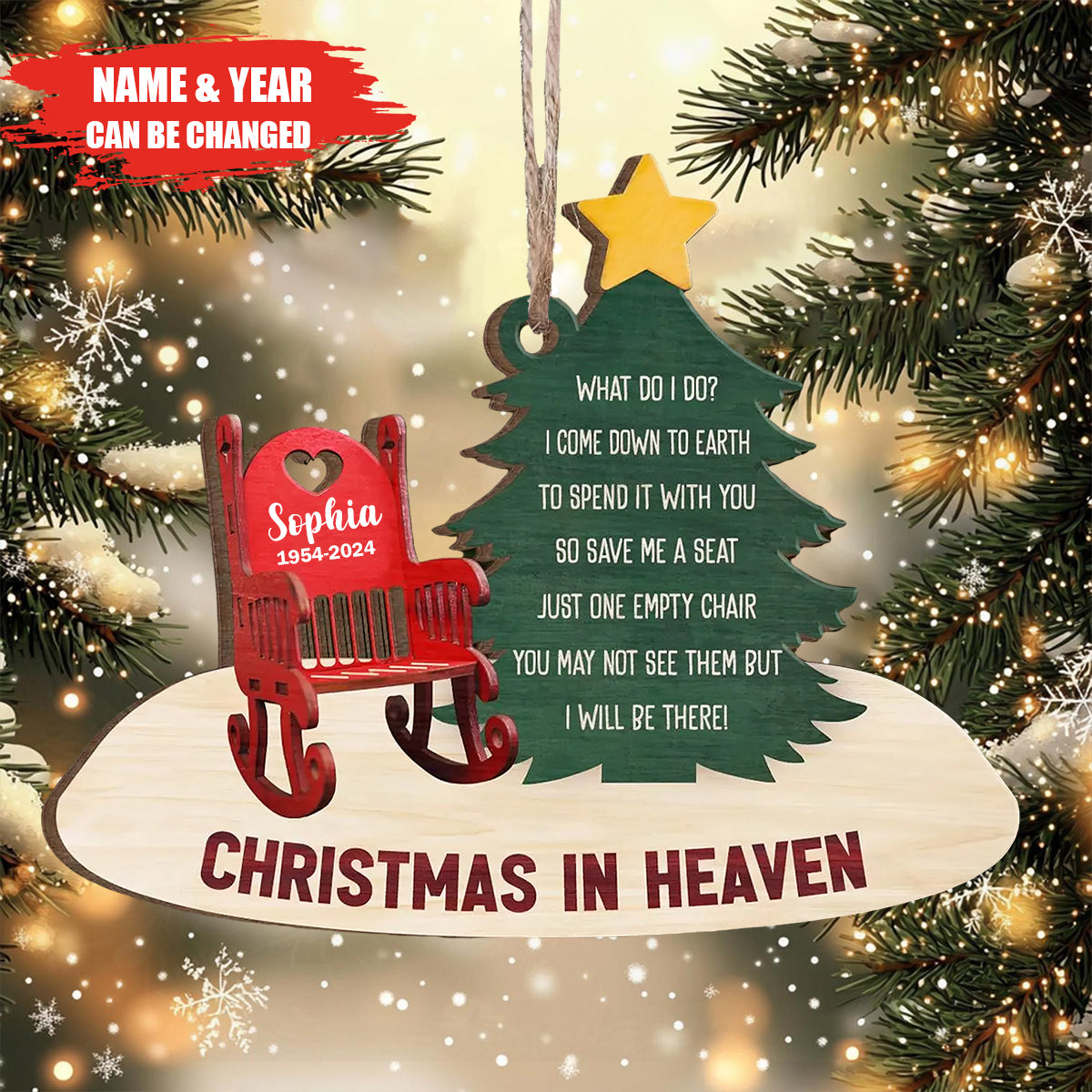 Christmas In Heaven - Personalized Memorial Wooden Ornament