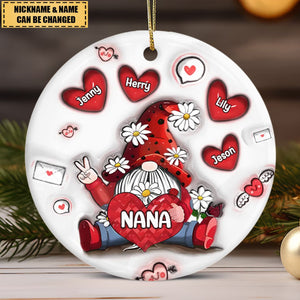 Personalized Name Ceramic Round Ornament-Gift For Grandmother/Mom