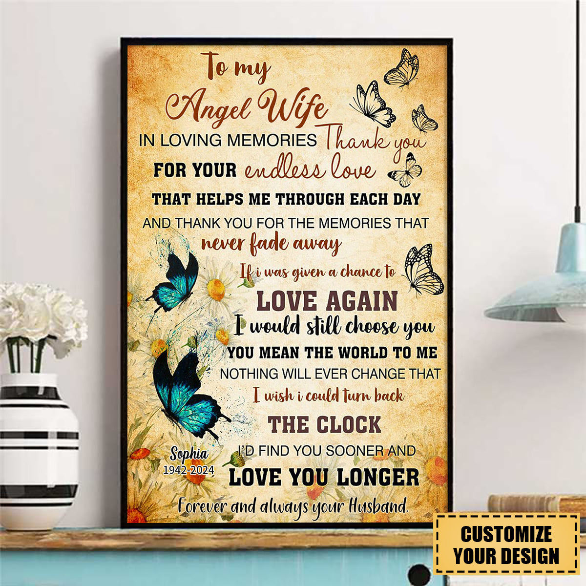 To My Angel Love One In Loving Memories Thank You - Personalized Canvas