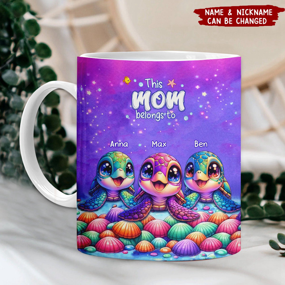 This Grandma belongs to Colorful Turtles Personalized Purple Mug