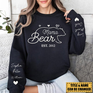 This Mama Bear Wears Her Heart On Her Sleeve - Family Personalized Sweatshirt