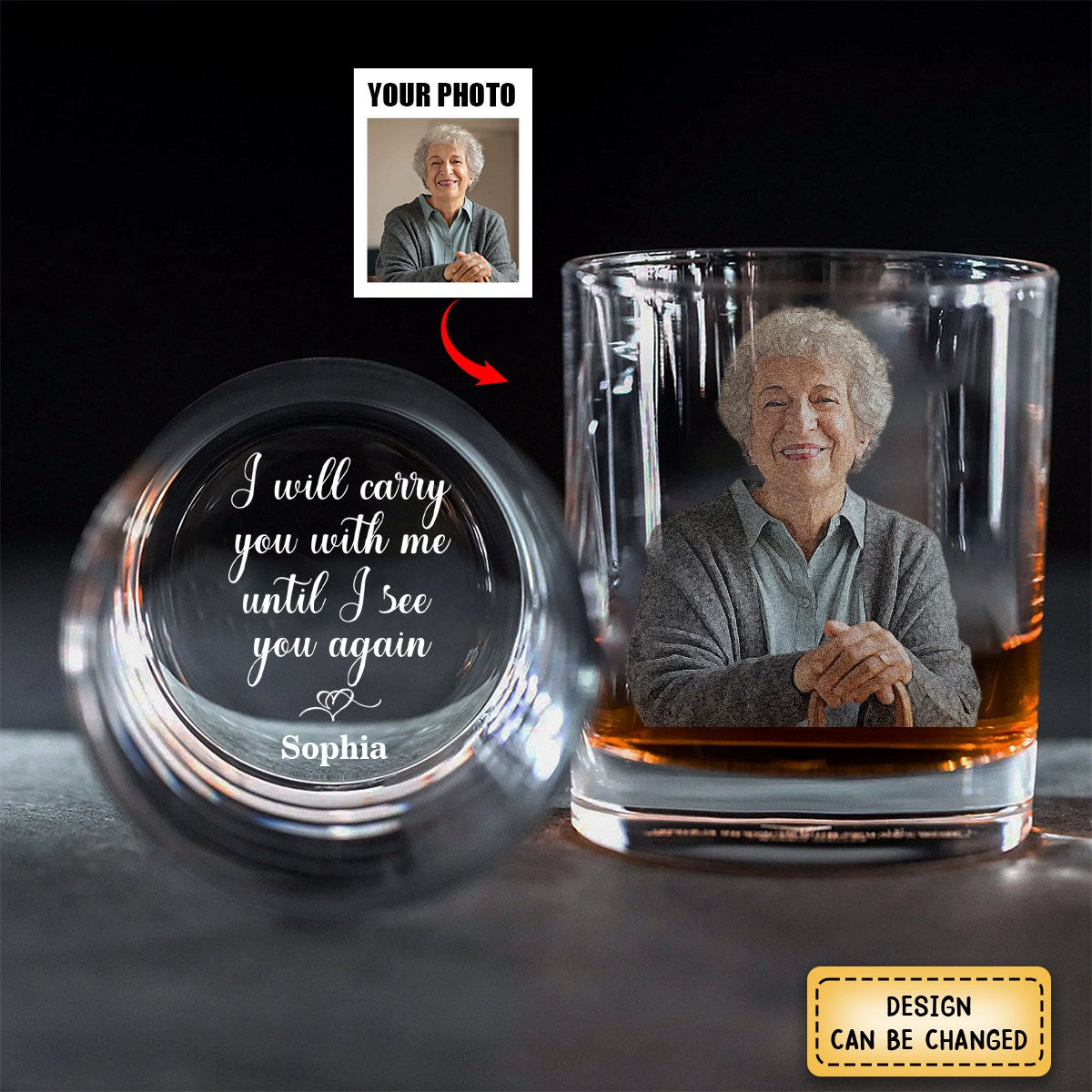 I Will Carry You With Me Until I See You Again - Personalized Whiskey Glass