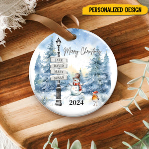 Merry Christmas - Personalized Family Ceramic Ornament