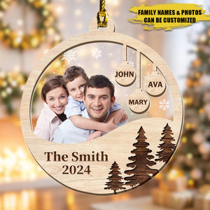 Personalized Wood Double-layer Ornament-Christmas Gift For Family-Upload Photo