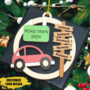 Personalized Memory Road Trip Travel Christmas 2-Layer Wood Ornament