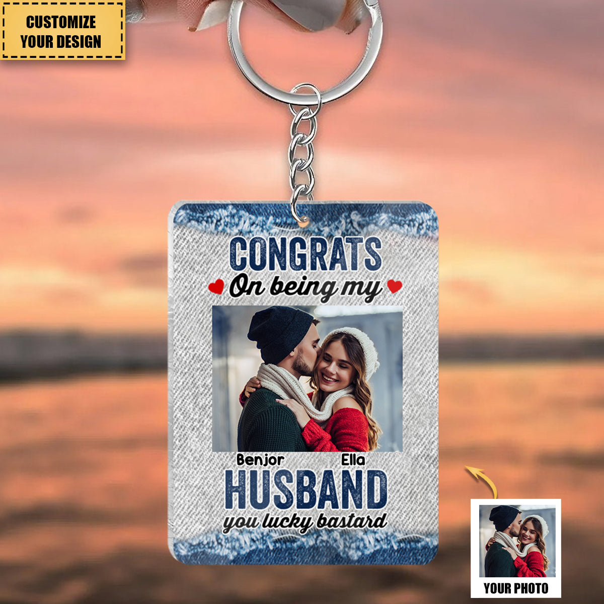 Congrats On Being My Hubby - Personalized Couple Keychain