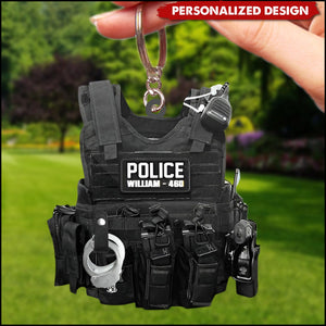 Personalized Police Bulletproof Vest Keychain Gift For Police