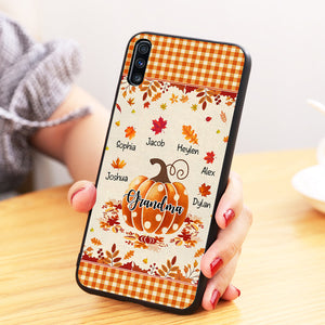 Autumn Fall Season Pumpkin Grandma Mom Leaves Kids Personalized Phone Case