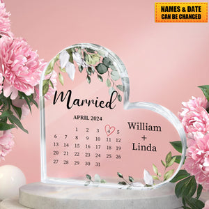 Personalized Married Calendar Acrylic Plaque, Wedding Gift for Couple