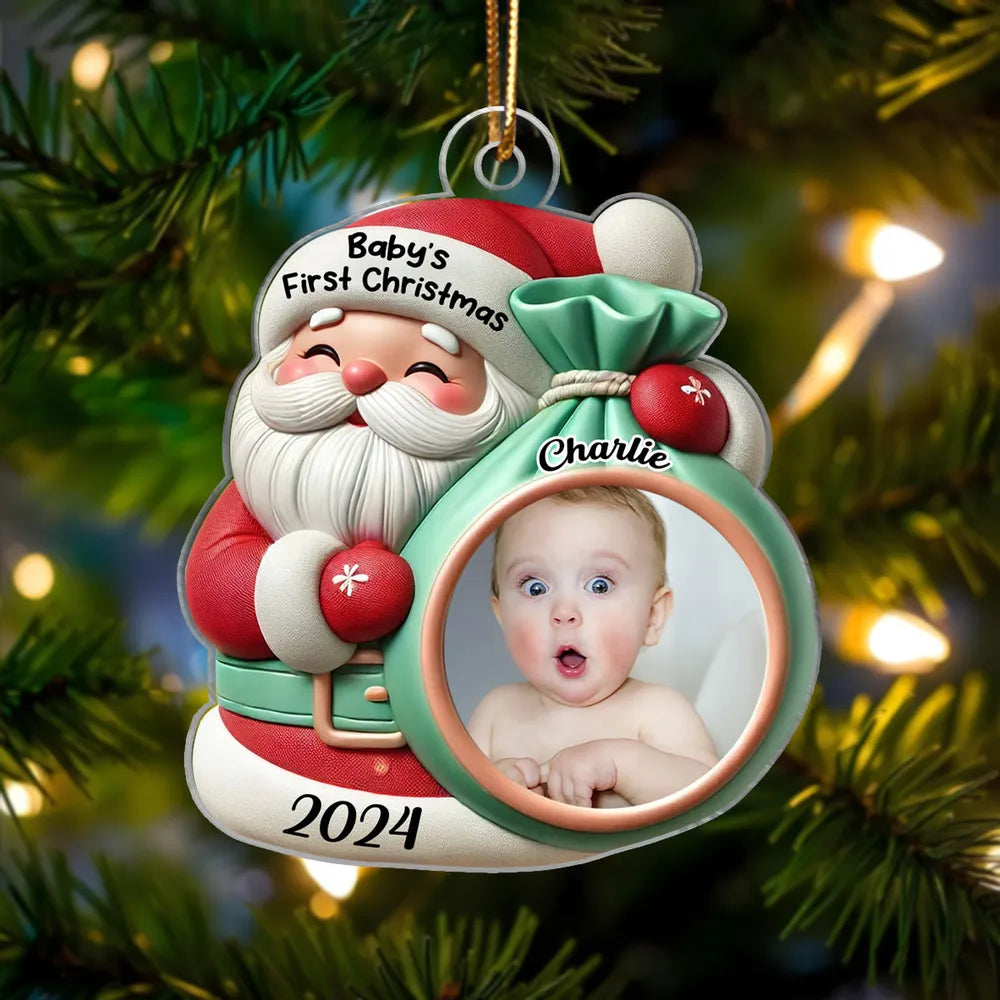 Little Bundle Big Joy Upload Photo Baby Ornament- Gift for Newborn