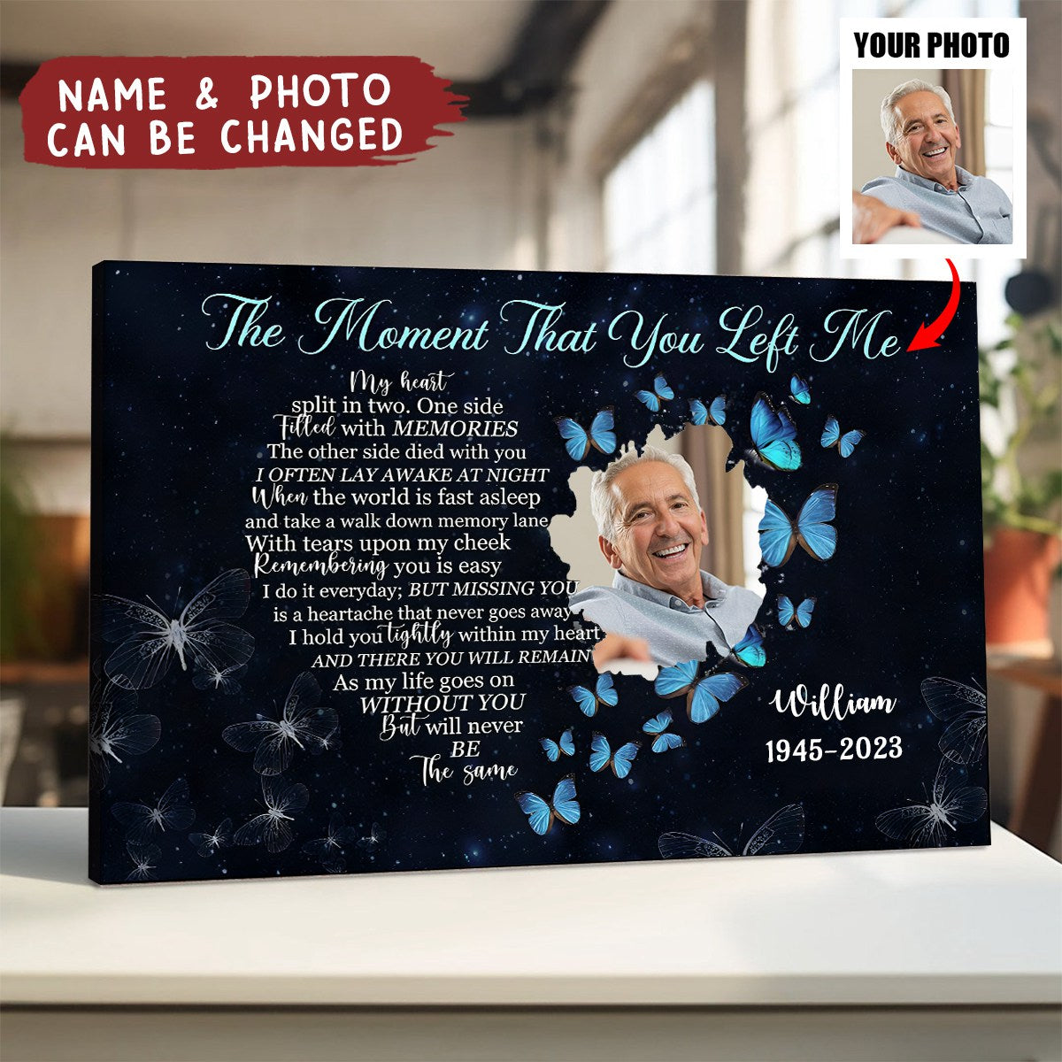 The Moment That You Left Me, Canvas Memorial, Personalized Loss Of Mom Keepsake Canvas