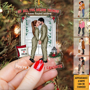 You're By Far My Favorite, Personalized Kissing Couple Ornament, Christmas Gift For Couple