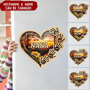 Grandma Mom Heart Hand Print Personalized Sticker