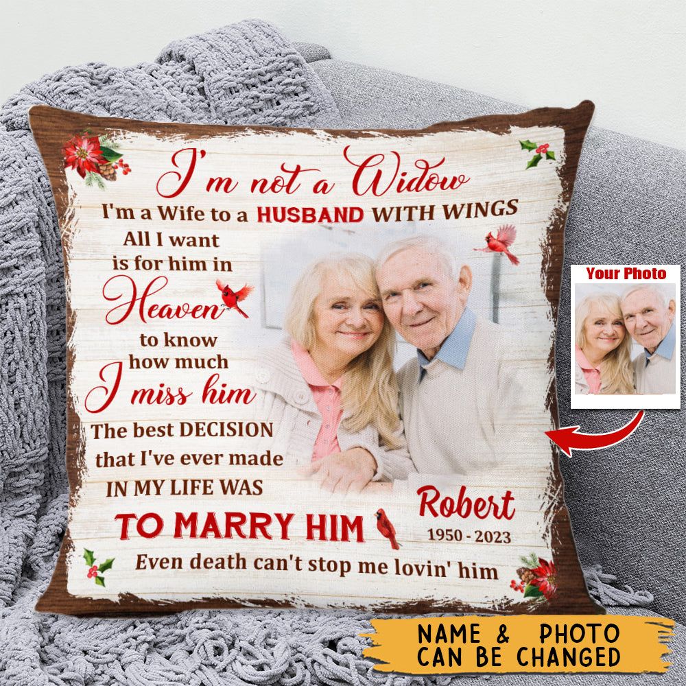 Memorial Christmas Gift For Wife Loss Husband Cardinal Pillowcase