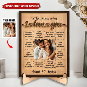 12 Reasons Why I Love You- Personalized 2 Layers Wooden Photo Plaque