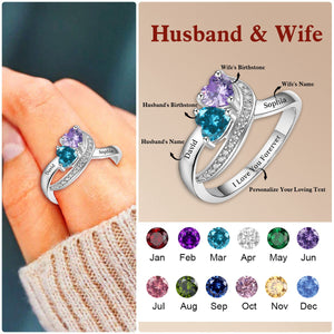 Personalized Name Promise Birthstones Ring For Couple