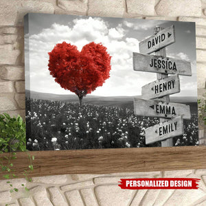 Heart Tree Street Sign-Personalized Family Name Customized Poster-Gift For Family