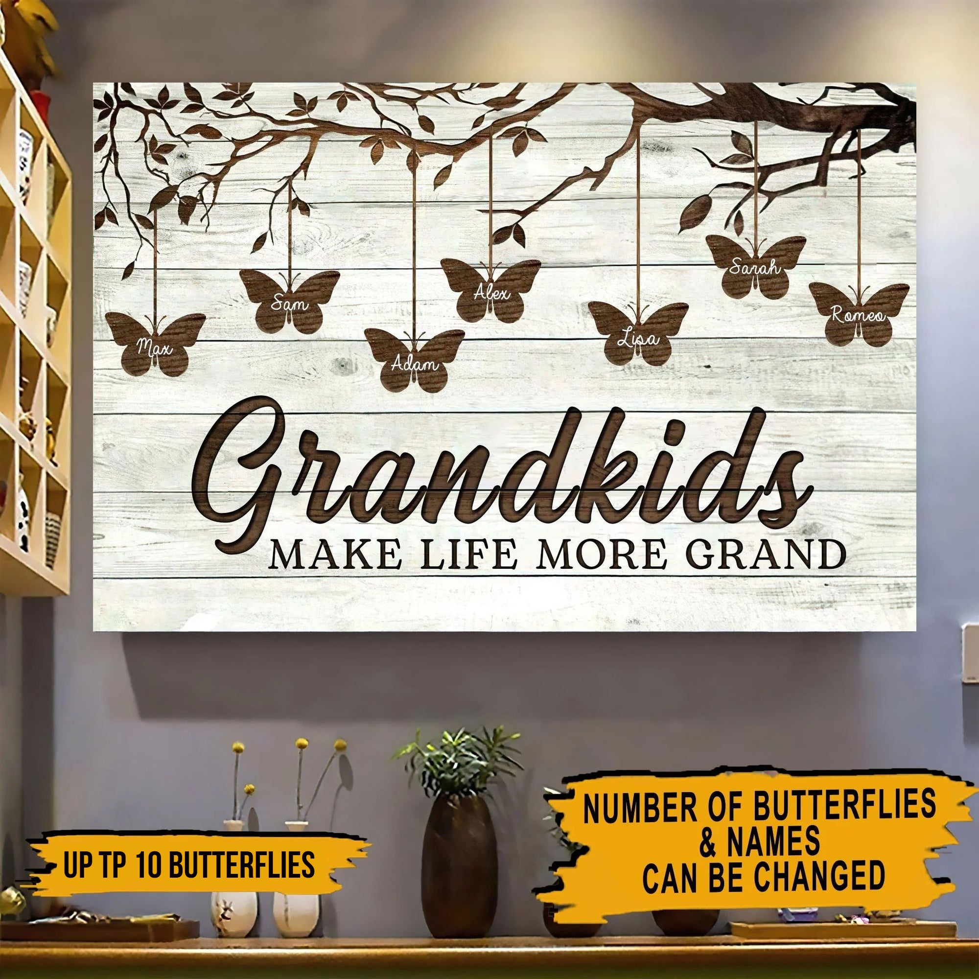 Grandkids Make Life More Grand-Personalized Canvas,Gift for Nana, Grandma
