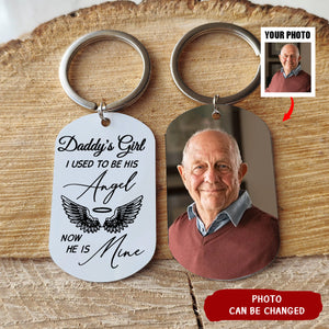 I Have An Angel In Memory of Dad loss Personalized Memorial Keychain
