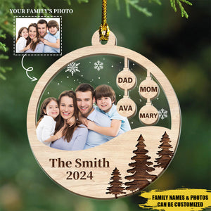 Personalized Wood Double-layer Ornament-Christmas Gift For Family-Upload Photo