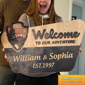 National Park Welcome Sign-Personalized Customized Couple Names Gift