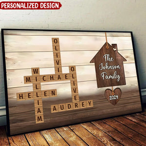 Personalized Family House Crossword Art Poster