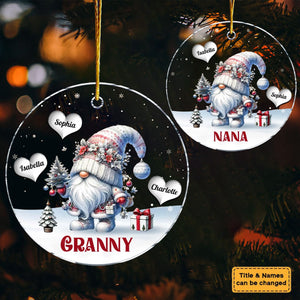 Personalized White Elf Acrylic Round Ornament - Christmas Gift For Grandma