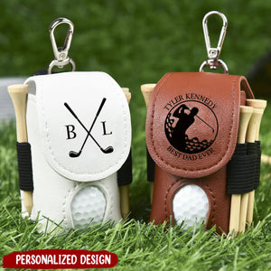 Personalized Stylish Pouch Leather Golf Ball Bag - Gift For Golf Lovers