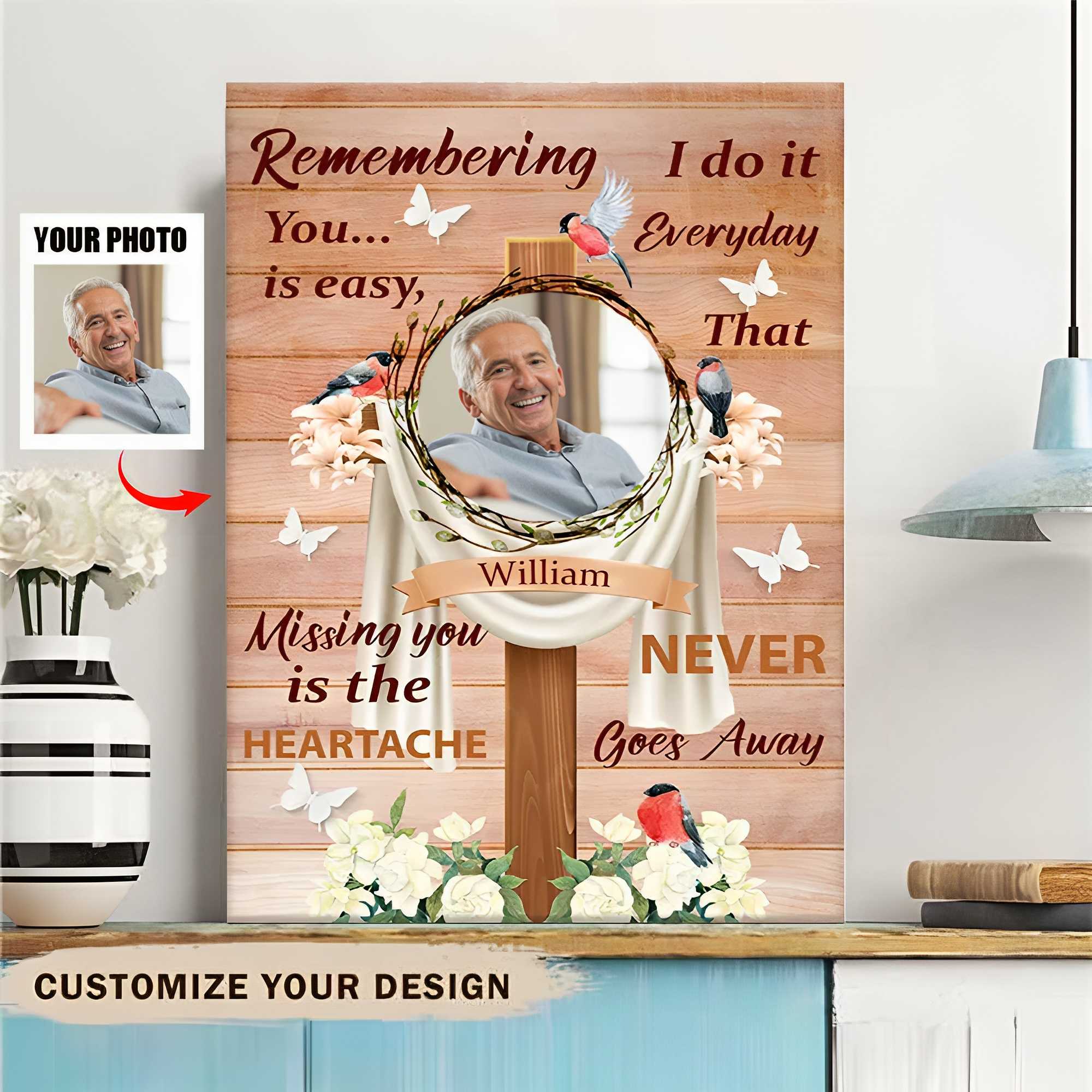 Custom Photo Missing You Is The Heartache That Never Goes Away - Memorial Canvas