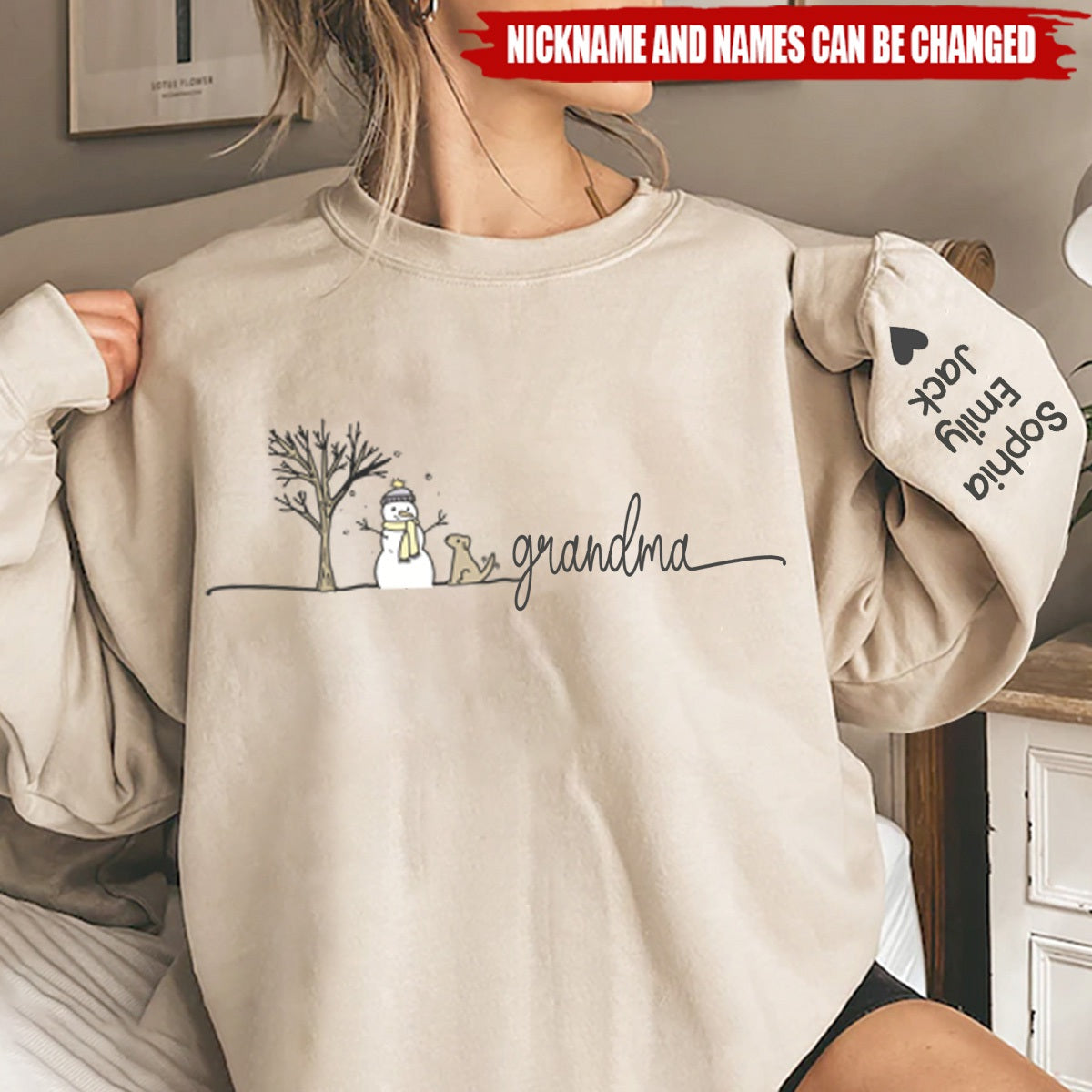 Mimi Christmas Snowman And Grandkids Personalized Sweatshirt