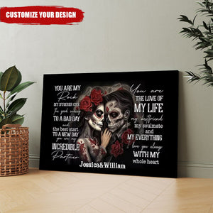 Sugar Skull Personalized Canvas - Gifts For Couples